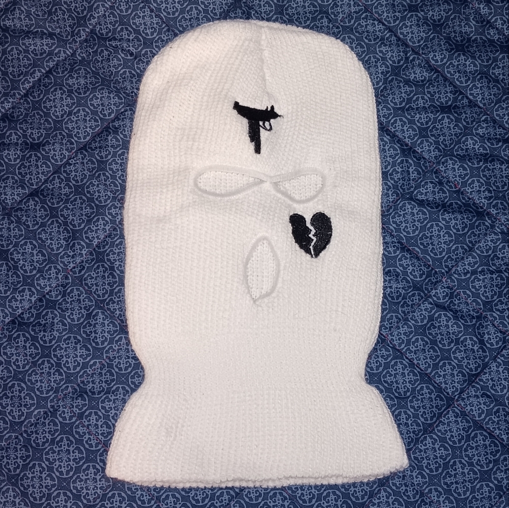 New Broken Heart Uzi White Winter Knit Ski Mask Rap Hip Hop Streetwear Fashion